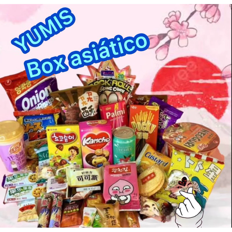 Caixa Yumis com variedade de snacks asiáticos