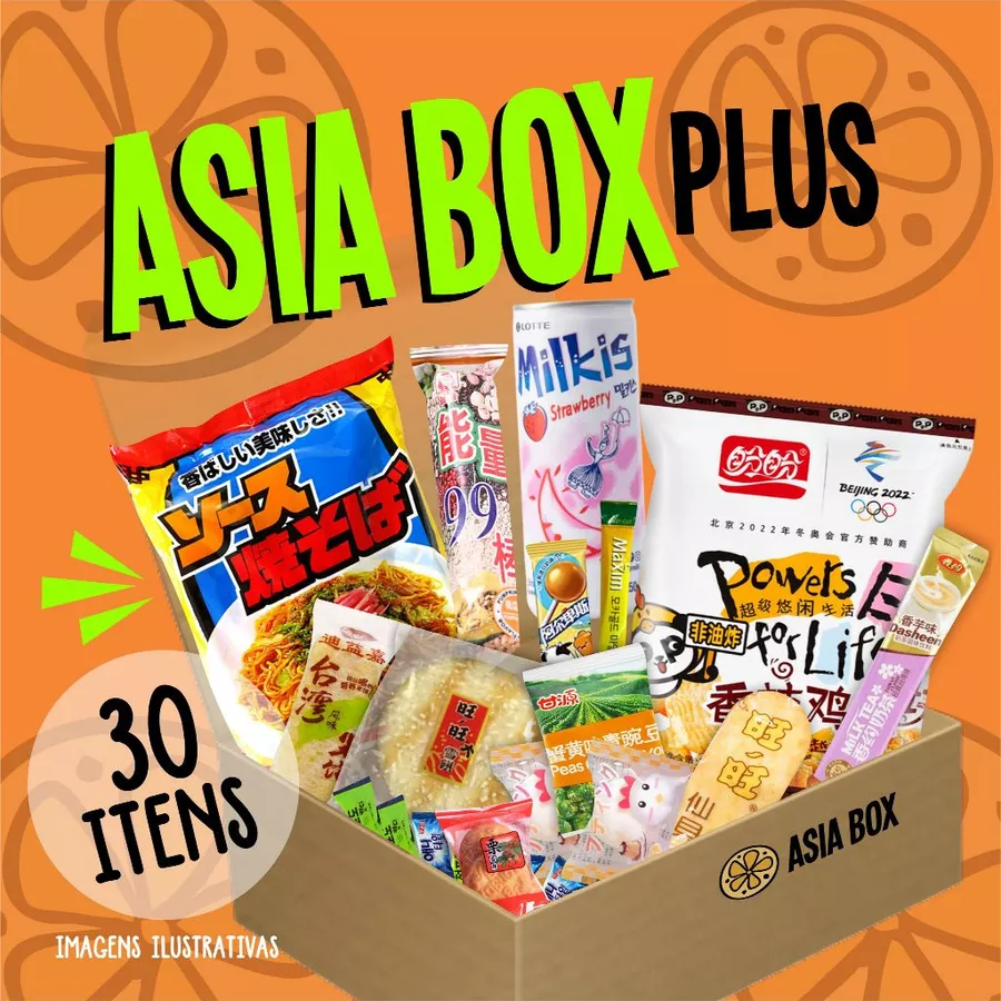 Asia Box Plus com 30 snacks asiáticos